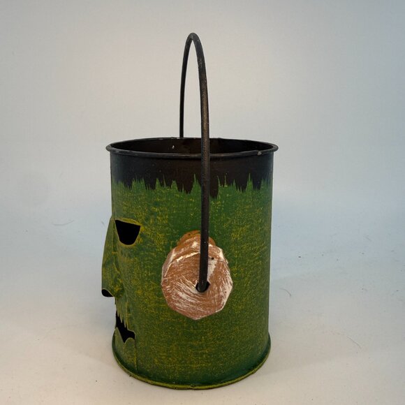 Vintage Frankenstein Halloween Candle holder Bucket Hand Made Decor - Picture 5 of 13